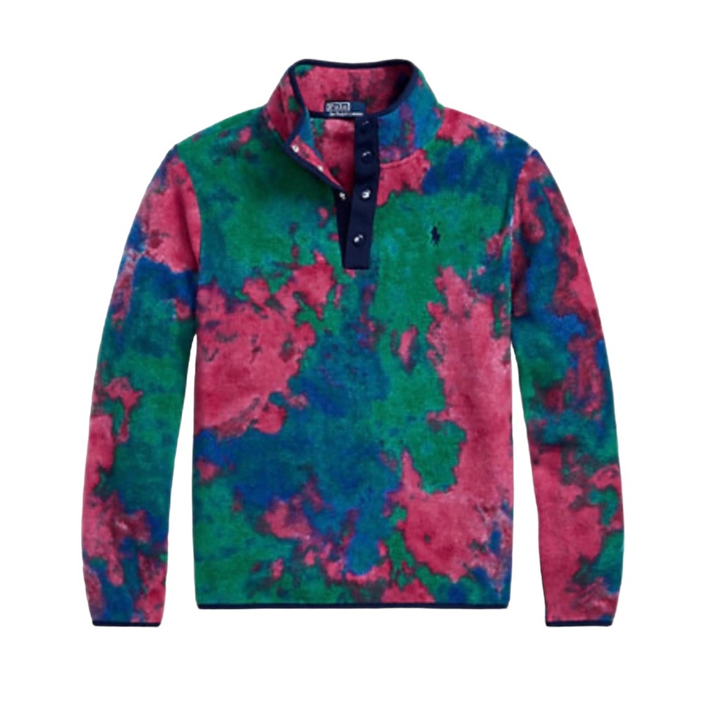 NWT Polo Ralph Lauren Men's Large Tie-Dye-Print Fleece Pullover